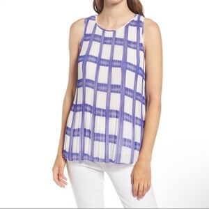 NWT Halogen Sleeveless Pleated Georgette Top Blouse